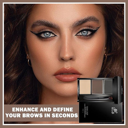 Eyebrow Stamp Stencil Kit Eye Brow Stencil Kit Brow Stamp Kit Long Lasting Waterproof Eyebrow Makeup Powder Kit with 24 Reusable Eyebrow Stencils - 03 Skin Color&Brown&Gray Black