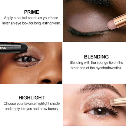 FV Long Lasting Cream Eyeshadow Stick, Waterproof & High Pigmented Eye Shadow Sticks Duo with Blending Brush, Crease-Proof & Natural Finish Eyeshadow Pencil, Rose Matte