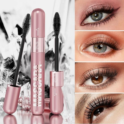 Liquid Mascara with Dual-Wand for Lengthening, Volumizing and Smudge-Free Lashes, Long-Lasting and Waterproof Formula ink