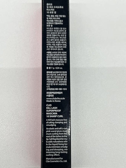 CLIO KILL LASH SUPERPROOF MASCARA 010 SHARP CURL Black