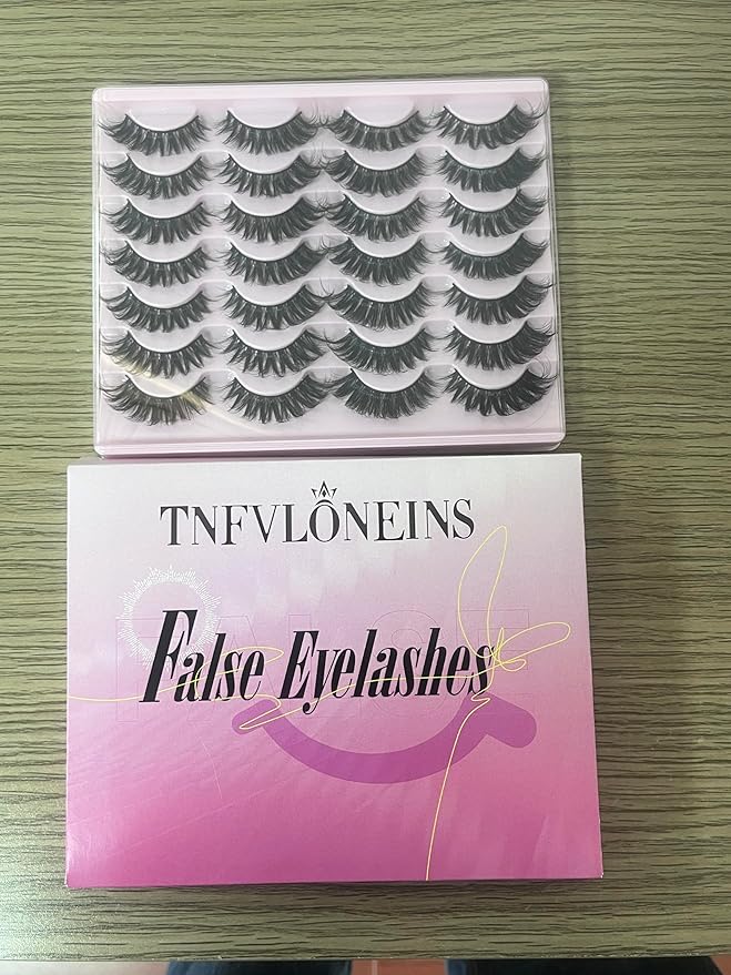 Natural False Eyelashes Cat Eye Lashes Mink Lashes Pack Wispy Fake Eyelashes 14 Pairs Strip False Lashes Multipack by TNFVLONEINS