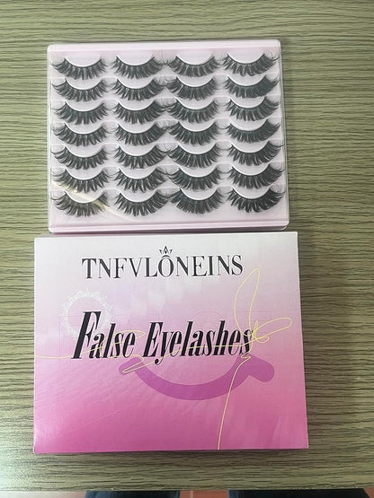 Natural False Eyelashes Cat Eye Lashes Mink Lashes Pack Wispy Fake Eyelashes 14 Pairs Strip False Lashes Multipack by TNFVLONEINS