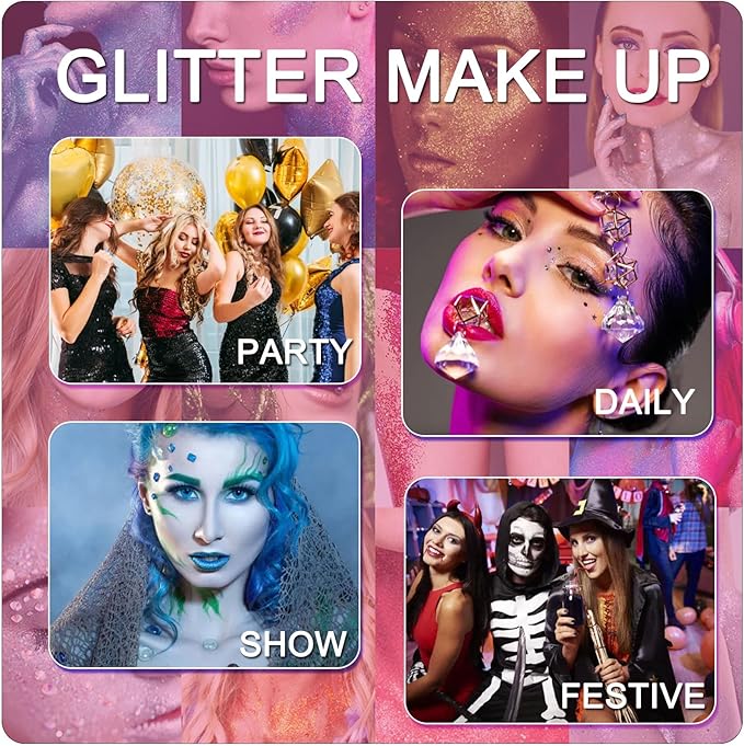 Hair Glitter Spray,Sliver Glitter Spray for Hair and Body Face Glitter Spray Long-Lasting Glitter for Hairspray Clothes Makeup Festival Stage Crafts(with Moisture Stick)