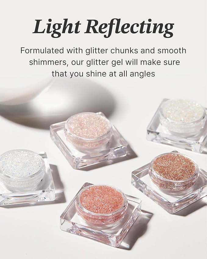 Glint Glitter Gel (Rum N Sugar, 0.13oz)& Stick Highlighter (Dewy Moon, 0.24oz) - Multi-Use Body Makeup for Eyes, Cheeks, Body, and Hair by LG Beauty. Rich Pigment, Long-Lasting Sparkle/Glitter for Par