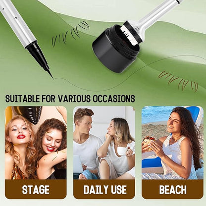 Lower Lash Stamp Bottom Eyelash Stamp with Ink Waterproof Formula &Long Lasting Natural Looking Lower Lashes Quick Eye Makeup Tool(Black)