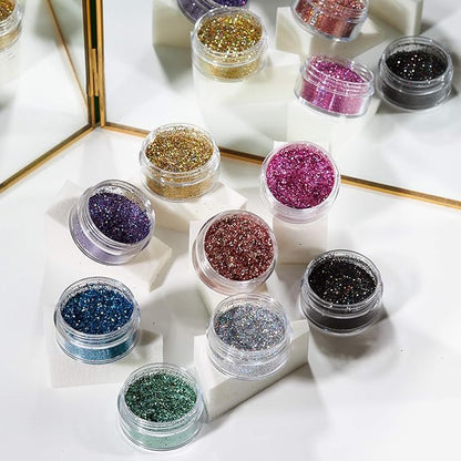 Holographic Glitter Shakers 100% Cosmetic Glitter for Face, Body, Nails, Hair and Lips - 0.17oz - Rose Gold
