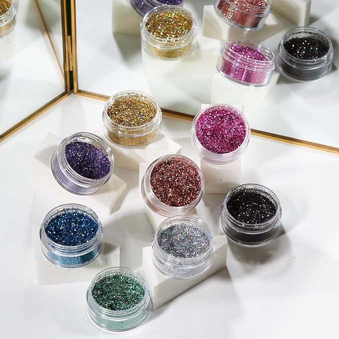 Holographic Glitter Shakers 100% Cosmetic Glitter for Face, Body, Nails, Hair and Lips - 0.17oz - Blue