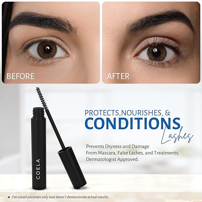 COELA's Overnight Lash Conditioning Mask with Castor Oil, Vitamin B7, Vitamin B5, Algae Extract | Dermatologist Approved, Naturally Derived Ingredients, Vegan | Dry Down Technology