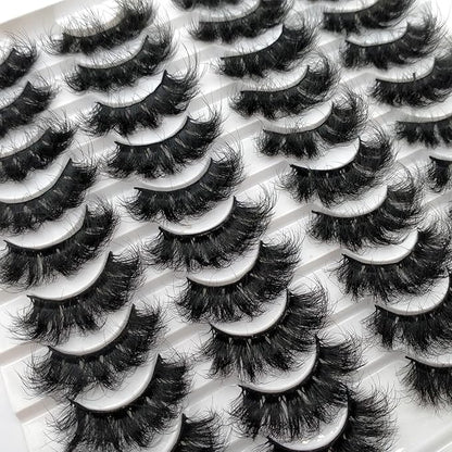 Fluffy Mink Lashes 20 Pairs Dramatic Thick 5D False Eyelashes 20mm Wispy Fake Eyelashes Pack, by Kmilro (LD05)