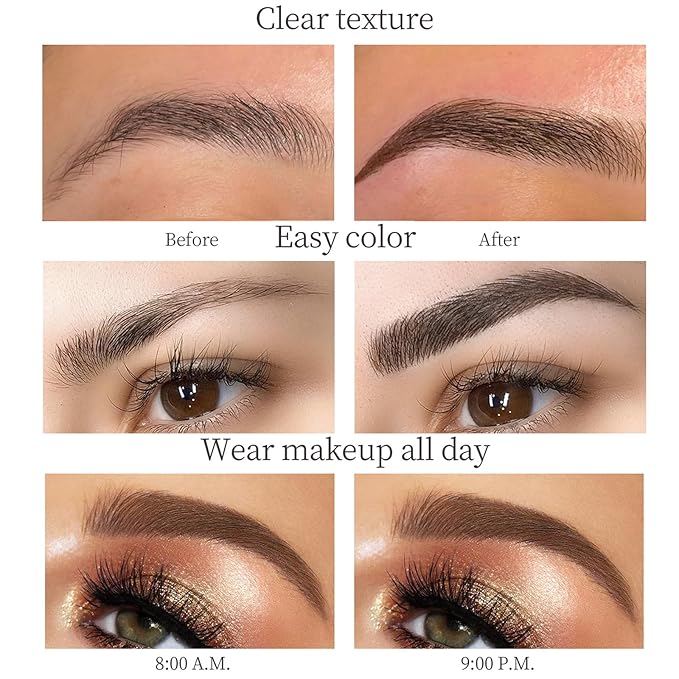 2024 New Magic Eyebrow Pencil, New 3D Waterproof Microblading Eyebrow Pencil Contouring Pen, 4-Tipped Precise Brow Pen, Long-Lasting Natural Fine Stroke Eyebrow Pen (light brown)