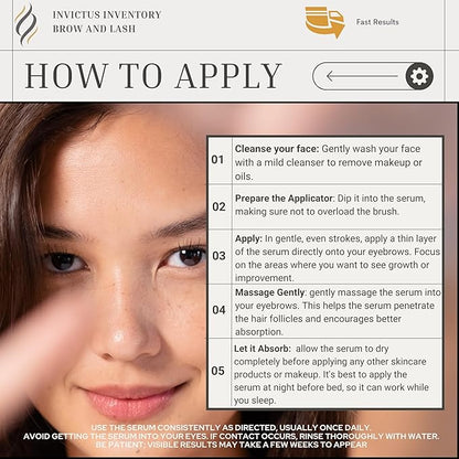 Invictus Inventory Premium Eyebrow and Lash Growth Serum is Designed to Stimulate Growth, Enhance Density, and Improve Overall Brow Health- 9.75 ML- Made in USA in a FDA registrated facility., Black