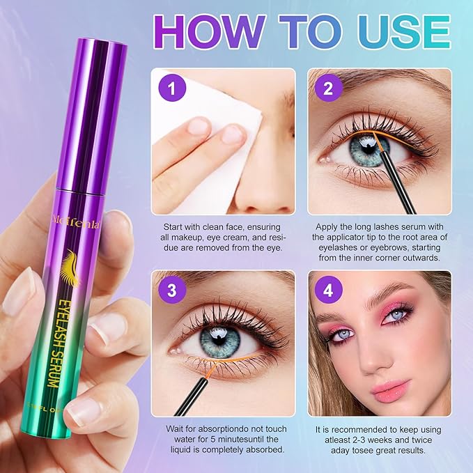 Lash Serum for Eyelash Growth Serum, Eyelash Serum to Grow Lashes, Eye Lash Serum Growth, Lash Enhancing Serum, Thicker, Fuller, Longer, Naturally Beautiful Eyelash, for Sensitive Eyes, Non Irritating