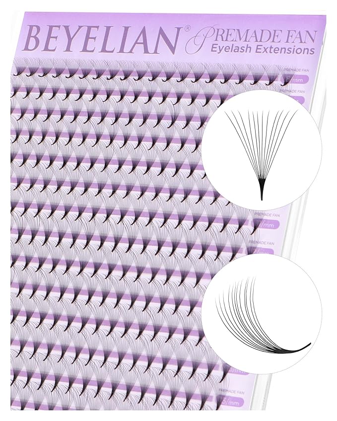 BEYELIAN Premade Lash Fans, 320 Fans Pre Made Fans Volume Lash Extensions 3D 6D 8D 10D 12D 20D 0.07 C/D Curl Save Time Eyelash Extensions for Professional Salon, 8-15mm MIX Easy to Use (12D-0.07-D)