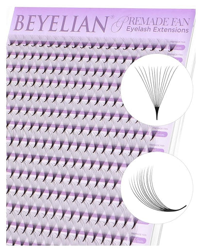 BEYELIAN Premade Lash Fans, 320 Fans Pre Made Fans Volume Lash Extensions 3D 6D 8D 10D 12D 20D 0.07 C/D Curl Save Time Eyelash Extensions for Professional Salon, 8-15mm MIX Easy to Use (12D-0.07-D)
