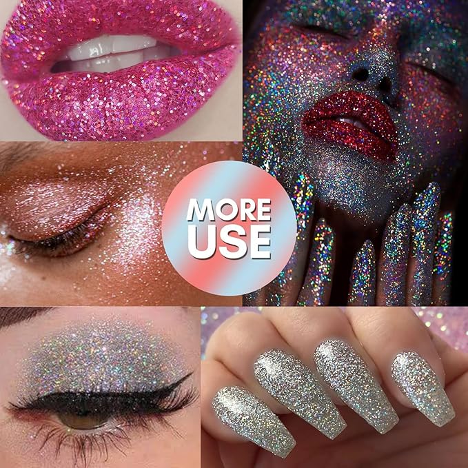 1mm Holographic Hexagon Chunky Glitter for Craft,12 Colors Assorted Chunky Glitter for Resin Arts,Laser Chunky Sequin for Body and Nail Art,Ornament Decoration