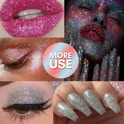 1mm Holographic Hexagon Chunky Glitter for Craft,12 Colors Assorted Chunky Glitter for Resin Arts,Laser Chunky Sequin for Body and Nail Art,Ornament Decoration