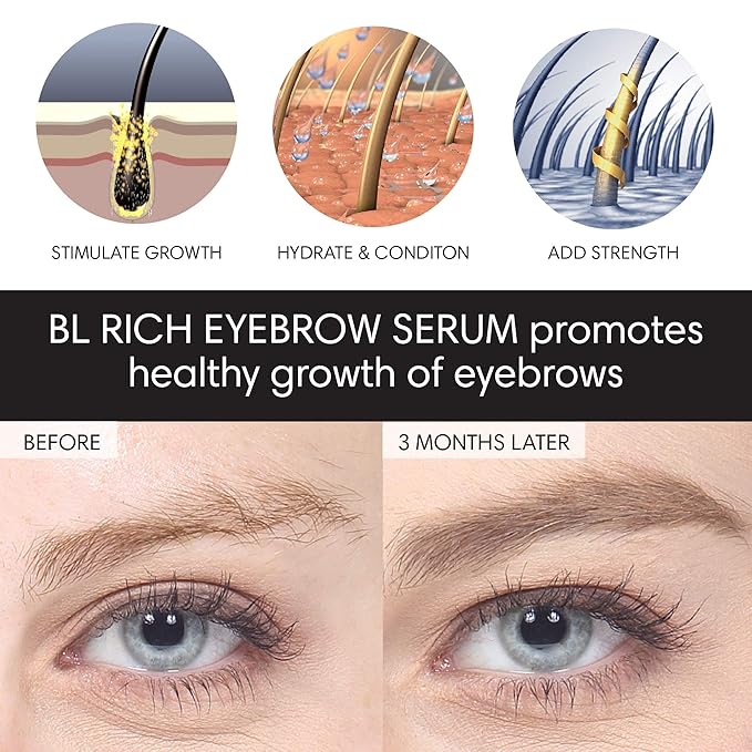 BL Lashes Rich Eyebrow Growth Serum for Rapid Brow Growth and Enhancer for Thicker Brows and Lashes in just 3-4 Weeks, Achieve Longer, Fuller and Voluminous Lashes and Brows, 10 ml