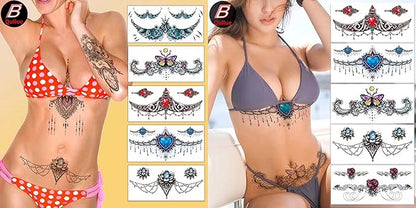 types of flowers, sexy temporary tattoo stickers and fake tattoos that look real and last long are suitable for girls, women or adults(20 sheet temporary tattoo stickers,7.5 * 3.6 inches)