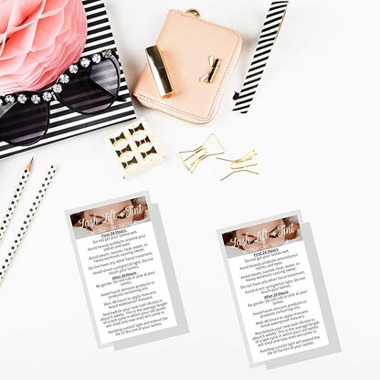 Lash Lift + Tint Aftercare Instruction Cards | 50 Pack | 2 x 3.5” inches Business Card Single Side | Eyelash Lift and Tint Kit at home diy aftercare supplies | White with Lash Photo Design
