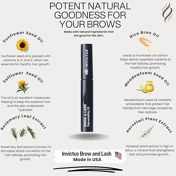 Invictus Inventory Premium Eyebrow and Lash Growth Serum is Designed to Stimulate Growth, Enhance Density, and Improve Overall Brow Health- 9.75 ML- Made in USA in a FDA registrated facility., Black