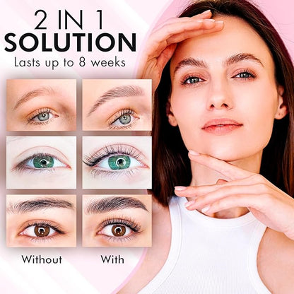 Lash Lift Kit & Eyebrow Lamination Kit, 2-in-1 Solution, At Home Brow Lamination Kit, Beginner/Professional, Eyelash Lift Kit, Lasts 6-8 Weeks, 15 Applications, DIY Brow + Lash Perm Kit
