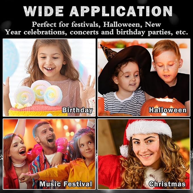 20 Sheets Glitter Freckles Face Tattoo Silver Glitter Freckles Temporary Face Tattoos Makeup Patches,Face Glitter Patches,Face Glitter Freckles Tattoos for Women