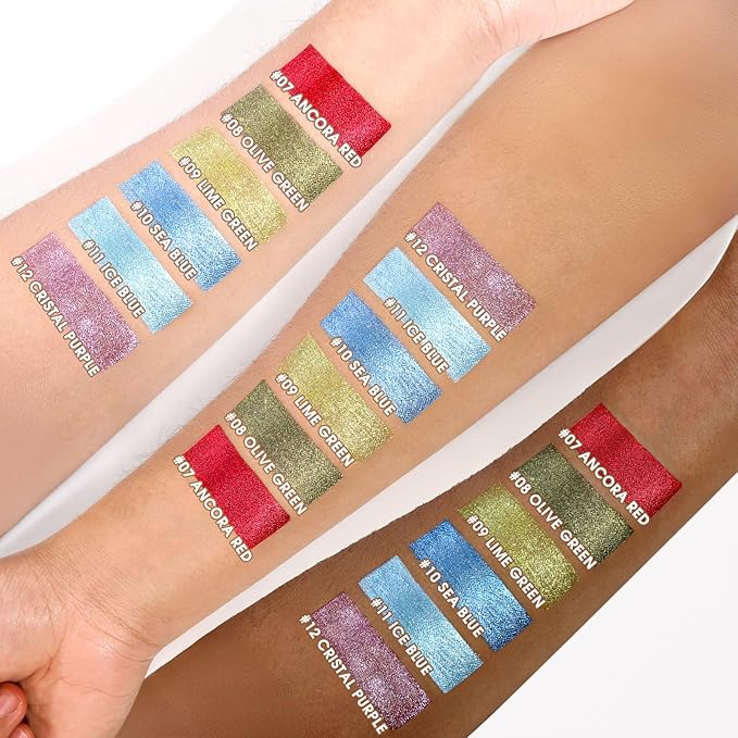 Liquid Shimmery Eyeshadow Light Blue Shinny Eyeshadow, Intense Color Payoff Korean Sparkling Eyeshadow, Long Lasting Quick-Drying Crease-resistant Eye Shadow with Metallic Finish, #11 Ice Blue