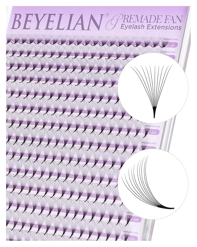 BEYELIAN Premade Lash Fans, 320 Fans Pre Made Fans Volume Lash Extensions 3D 6D 8D 10D 12D 20D 0.07 C/D Curl Save Time Eyelash Extensions for Professional Salon, 8-15mm MIX Easy to Use (10D-0.07-D)