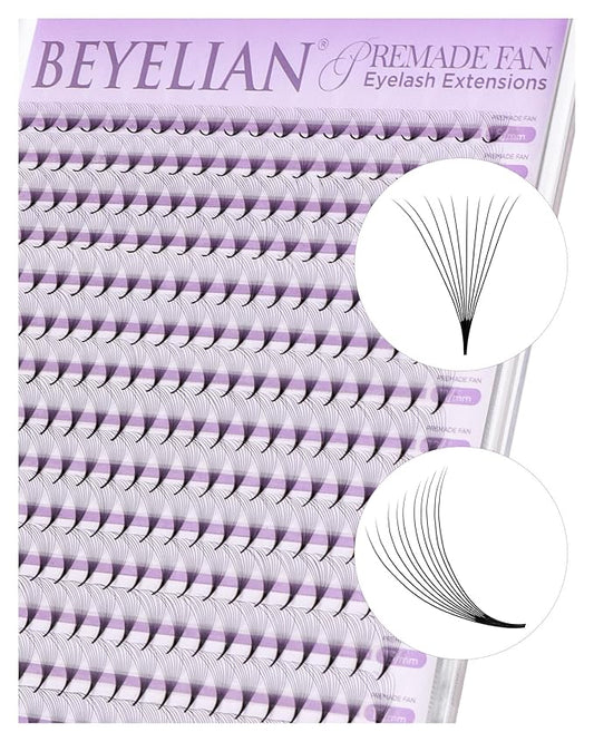 BEYELIAN Premade Lash Fans, 320 Fans Pre Made Fans Volume Lash Extensions 3D 6D 8D 10D 12D 20D 0.07 C/D Curl Save Time Eyelash Extensions for Professional Salon, 8-15mm MIX Easy to Use (10D-0.07-D)