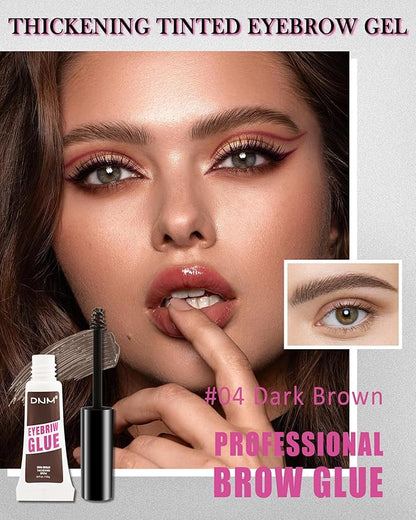 Waterproof Tinted Brow Gel, 2Pcs Thickening Tinted Eyebrow Gel Makeup, Long-Lasting Sweat-proof Eye Brow Mascara Gel Glue, Brow Sculpt and Lift for Natural-Looking, Gel Para Cejas-04 Dark Brown