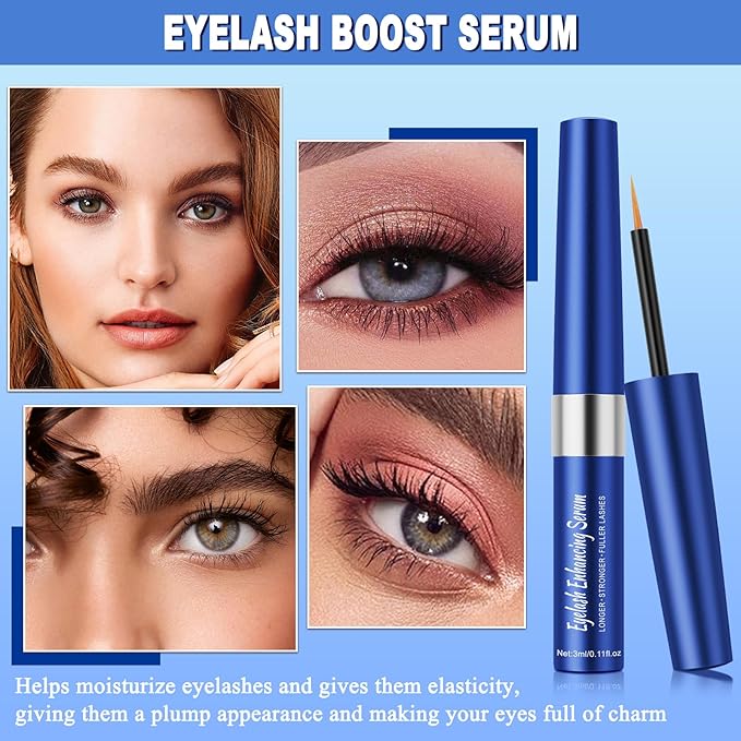 Lash Serum, Rapid Eyelash Growth Serum, Eyelash Serum for Eyelash Growth Thickness, Stronger, Healthier Lashes & Brows, Longer, Fuller, and Thicker Lashes, Vegan & Cruelty-Free (Dark Blue 3ML)