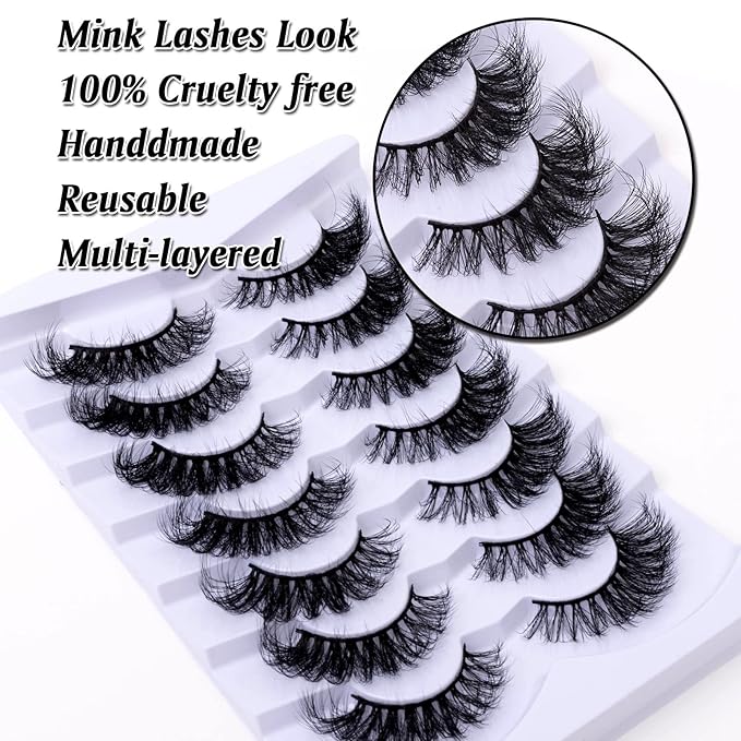 Cat Eye Natural Lashes Wispy False Eyelashes Short Fluffy Fake Lashes - 7 Pairs, ZG68