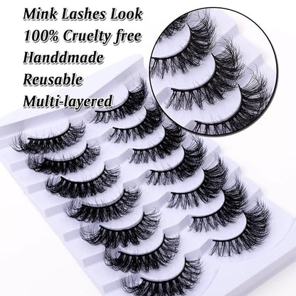 Cat Eye Natural Lashes Wispy False Eyelashes Short Fluffy Fake Lashes - 7 Pairs, ZG68