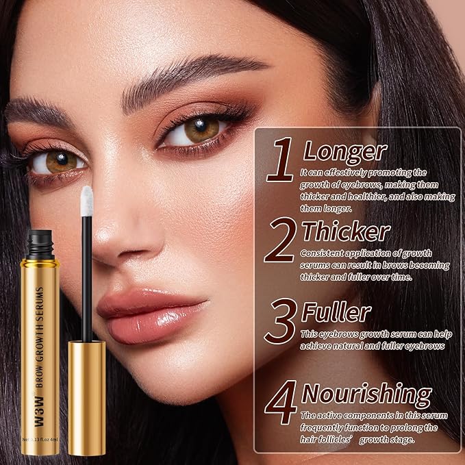 Eyebrow Serum,W3W Eyebrow Enhancer for Boost Lash Growth Serum, Advanced Formula for Longer, Fuller, and Thicker Lashes Eyebrow, 4 ML (Golden)