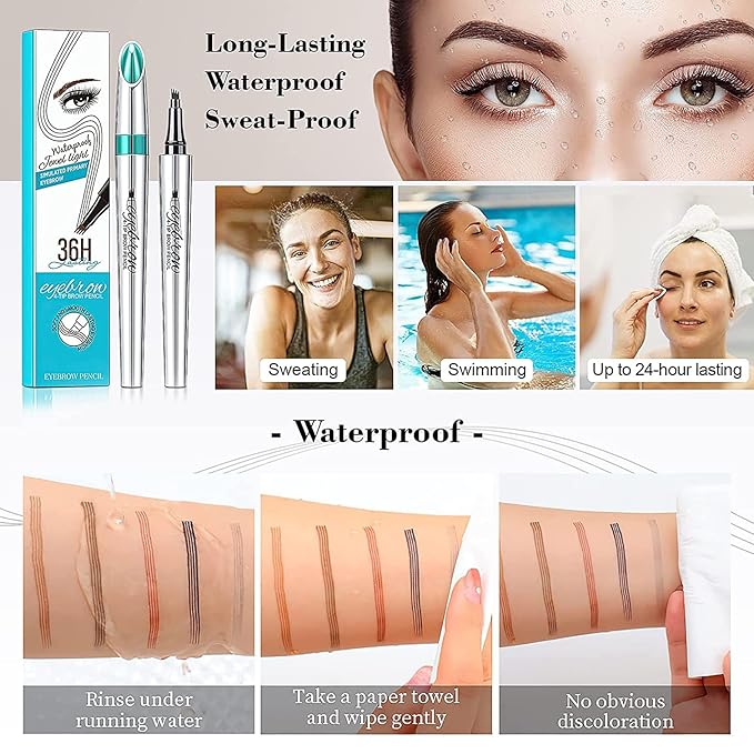 Eyebrow Pencil Eyebrow Microblading Pen - Eye Makeup Eyebrow Pen Micro 4 Point Brow Pen Lift & Snatch Eyebrow Microblading Pen Long-Lasting Waterproof Natural Eyebrow Hair (Reddish Brown)
