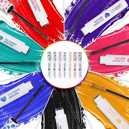 Waterproof Colorful Mascara 7 Colors Long Lasting Mascara Lengthening Voluminous Eyeliner Charming Mascara for Eyelash Eye Makeup