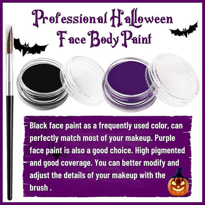 BOBISUKA Halloween Spider Face Body Paint Kit, With Oil Based Black Purple Face Painting + Eyelash, Non-Toxic for Women Adults Cosplay Stage SFX Makeup