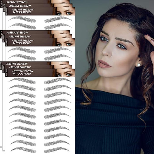 Aresvns Black Eyebrows Tattoo - 99 Pairs! Waterproof, Long-lasting 3-5 Days, 4D Realistic, Well-made Eyebrow Transfer Sticker