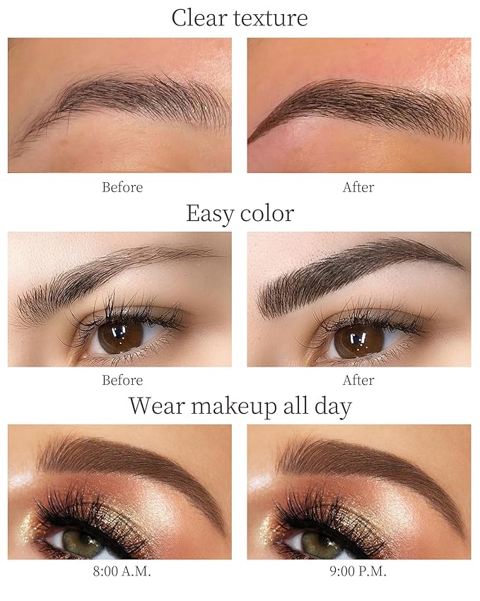 Eyebrow Pencil with 4 Tip Micro Head, Liquid Eyebrow Microblading Pen, Eyebrow Pen Micro 4 Point Brow Pen Long-Lasting Waterproof & Smudge-proof Natural Eyebrow Makeup (#1 Light Brown)
