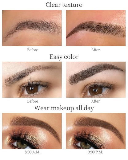 Eyebrow Pencil with 4 Tip Micro Head, Liquid Eyebrow Microblading Pen, Eyebrow Pen Micro 4 Point Brow Pen Long-Lasting Waterproof & Smudge-proof Natural Eyebrow Makeup (#1 Light Brown)
