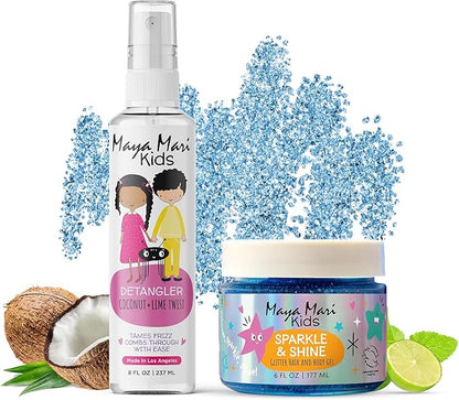 Kids Hair Care Bundle – Sparkle & Shine Glitter Gel & Gentle Detangler Spray | Safe & Fun for All Ages | Sulfate & Paraben-Free | 6 oz & 8 oz