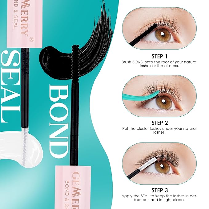 GEMERRY Lash Bond & Seal 2 in 1 Lash Cluster Glue - Waterproof & Strong Hold for Self Apply at Home