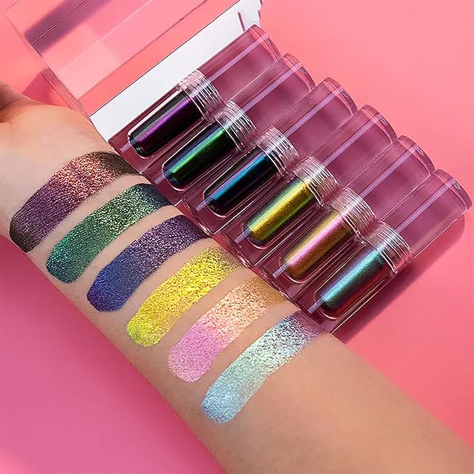 R.Y.M Liquid Eyeshadow Glitter Eye Makeup Shimmer Waterproof Long Lasting Glitter Mascara Chameleon Eyeshadow for Party Festival Eye Makeup (2#, 0.06 Ounce (Pack of 1))