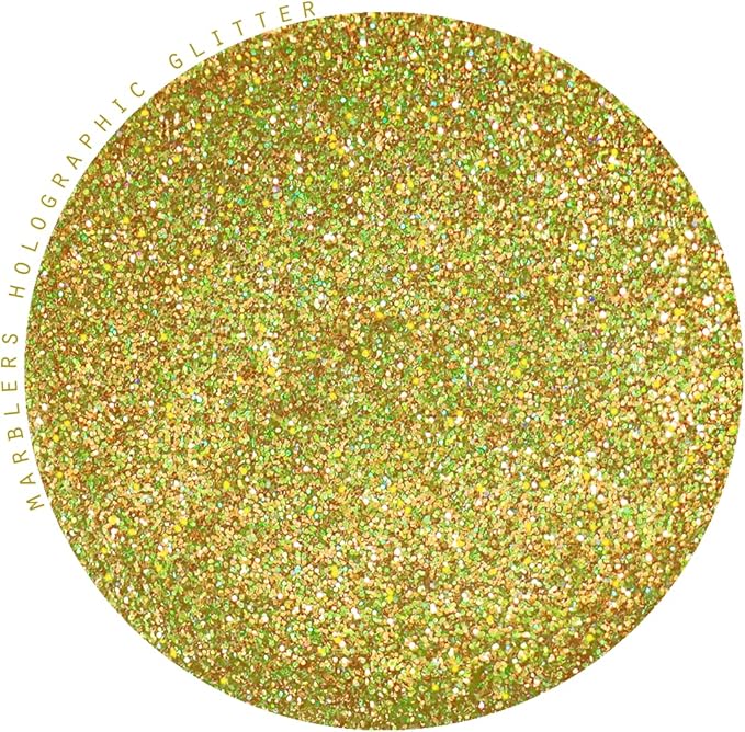 MARBLERS Holographic Glitter [Holo Olive Gold] 0.18oz (5g) | Fine | Non-Toxic, Vegan, Cruelty-Free | Eyeshadow, Body Butter, Nail Polish, Nail Art | Party, Body, Face, Hair Makeup
