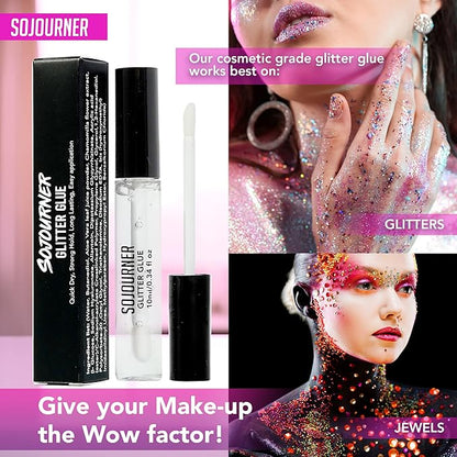 Glitter Body Glue & Face Glue - Face Glitter Makeup Primer for Eye, Face, Skin, Body Adhesive & More | Use with Glitter, Body Jewels, Rhinestones, Makeup and Rave Festival Accessories