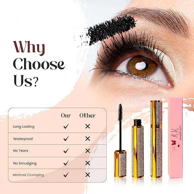 Eyelash Mascara Long Lasting For Long Lashes Mascara Waterproof Washable Curling Volumizing Lengthening Cruelty Free Black