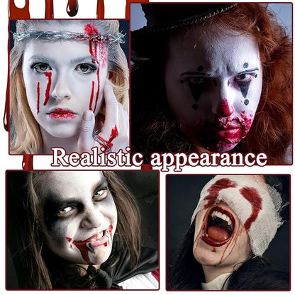 Fake Liquid Blood Washable,Realistic Halloween Zombie Vampire Fake Blood Makeup for Clothes Cosplay Bride Theater Monster SFX Makeup Dress Up