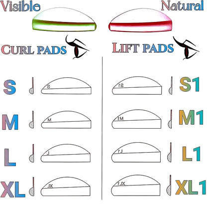 Eyelash Lift Shields Silicone Lash Curlers 8 Size Lifting Pads Jelly Lami Lamination Roller - Upper, Lower Perm Rod Perming Set with Ribbon Compensator, Eye Patch, Y Brush Tool-U Curl Shield