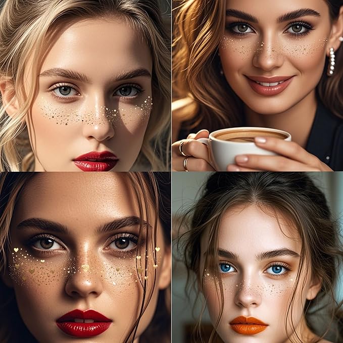 8 Counts Glitter Freckles, Face Glitter Makeup Speckles for Women Girls Festivals, Concerts, Parties, Rave Accessories