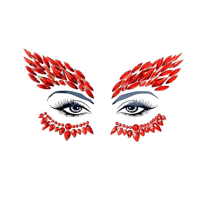 Neva Nude Devil's Advocate Red Wing Jewel Face Crystal Sticker - Face Gems for Carnivals, Halloween, Festivals, Raves, & Parties | Medical Grade Adhesive, Waterproof, & Sweatproof | Made in USA